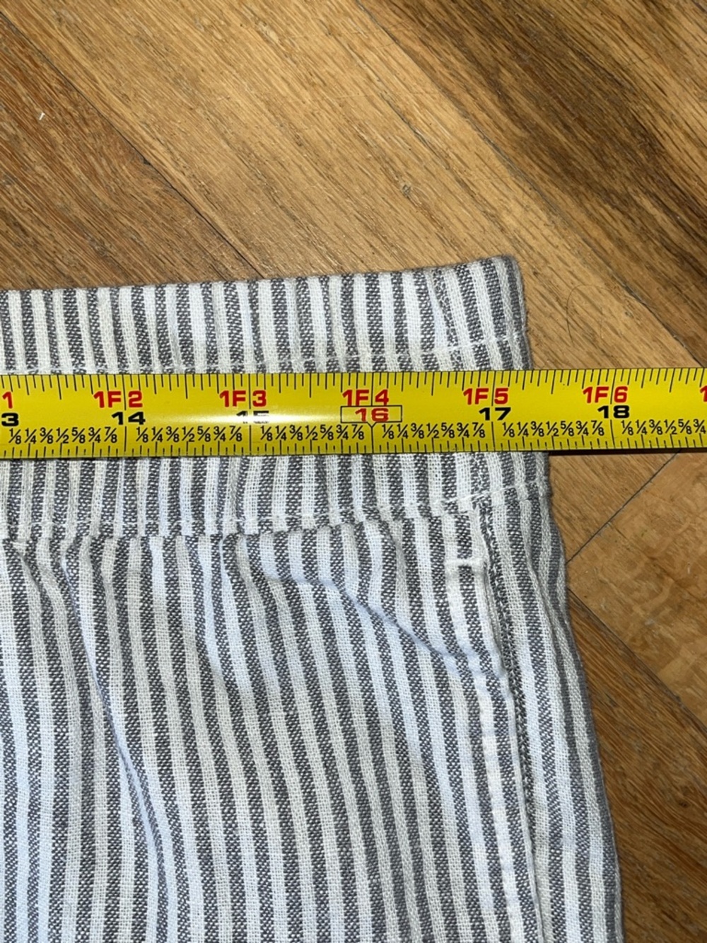 Old Navy Gray & White Striped Linen Blend High Rise Straight Ankle Pants - Picture 8 of 10